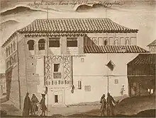 Exterior de la antigua Sinagoga del Tránsito (Toledo) en el siglo XVIII.
