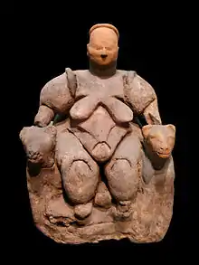 ídolo de la edad neolítica (6000-5500 AC). Se le denomina Mujer sentada de Çatalhöyük.