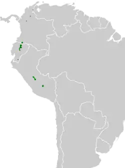 Distribución geográfica del fiofío submontano.