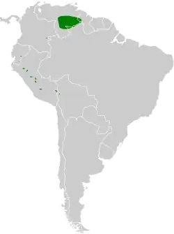 Distribución geográfica del mosquero del Roraima.