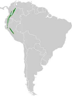 Distribución geográfica del tapaculo cenizo.