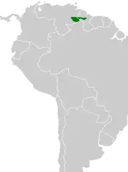 Distribución geográfica del hormiguero del Roraima.