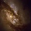 Región central de NGC 1365 que muestra franjas de polvo.