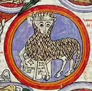 Detalle de la miniatura del fol. 59r; el Agnus Dei