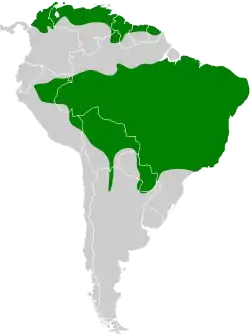 Distribución geográfica de la tangara encapuchada.