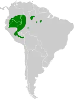 Distribución geográfica del batará arbustero.