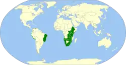 Distribución geográfica del pato morado.