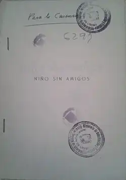 Interior del libro Niño sin amigos (1959) Sello de la censura