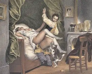 Le chat jaloux - Litografía, 1860