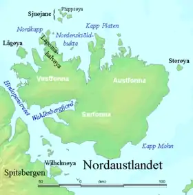 Localización de Austfonna al sur de Nordaustlandet