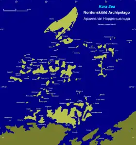 El archipiélago de Nordenskiöld, incluyendo otras islas del litoral siberiano