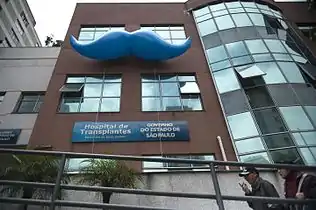 Hospital público de Brasil con bigote alegórico.