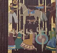 Detalle de la fachada de mosaico del Paramount Theatre, Oakland (1932).