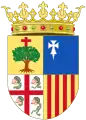 Escudo de Aragón con cruces en tres de los cuatro cuarteles