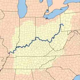 El río Ohio forma toda su frontera noroeste, con Ohio