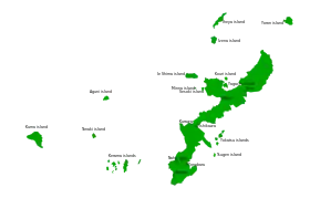 Mapa de las islas (sin incluir las islas Daito)