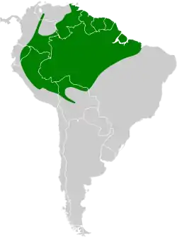 Distribución geográfica del mosquero real amazónico.