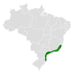 Distribución geográfica de la tangara parda.