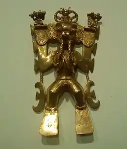 Pendiente de oro en forma de chamán enmascarado. Pacífico Sur de Costa Rica. 700-1550 d.C.