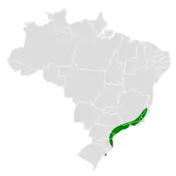 Distribución geográfica de la tangara verdioliva.