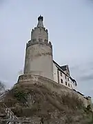Bergfried de 53 m de alto del castillo de Osterburg en Weida, Turingia.