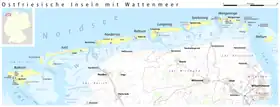 Mapa de las islas Frisias orientales