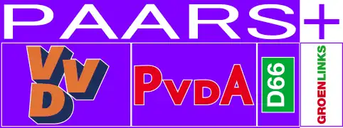Pancarta de una coalición púrpura en los Países Bajos.