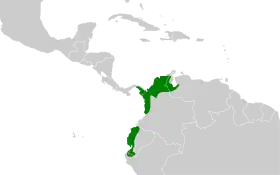 Distribución geográfica del anambé unicolor.