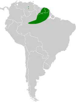 Distribución geográfica del anambé de Surinam.