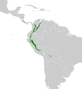 Distribución geográfica del anambé barrado.