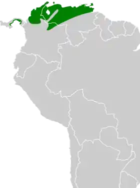 Distribución geográfica del verdillo luisucho.