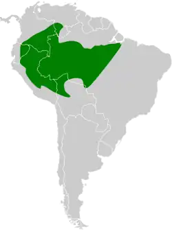 Distribución geográfica del verdillo ventriamarillo.