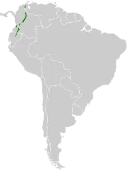 Distribución geográfica del verdillo nuquirrufo.