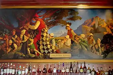 El mural "Pied Piper" de Maxfield Parrish en el "Pied Piper Bar" en el nuevo Palace Hotel