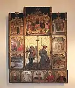 Retablo de los santos Miguel e Hipólito en Palau-del-Vidre, de Arnaud Gassies (1454), conocido como «retablo de los vidrieros» (artesanado que da nombre a esa localidad).