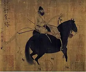 Jinete con caballos, pintura china de Han Gan(dinastía Tang, siglo VIII).
