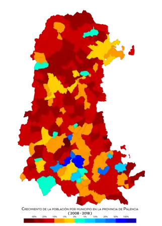 Crecimiento de población entre 2008 y 2018