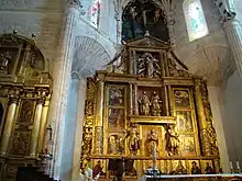 Retablo mayor de Santa Eulalia (Paredes de Nava), una obra colectiva del taller de los Berruguete (Pedro Berruguete, Alonso Berruguete e Inocencio Berruguete), y de un artista emparentado, Esteban Jordán (casado con una sobrina de Alonso). El calvario es de otro discípulo del taller Berruguete.