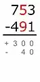 El número menor se resta del mayor:90 − 50 = 40Debido a que el minuendo es menor que el sustraendo, esta diferencia tiene un signo de menos.