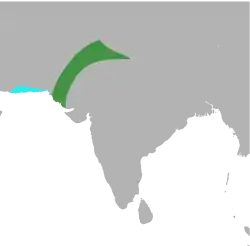 Distribución: en verde (primavera-verano) y en azul (otoño-invierno)