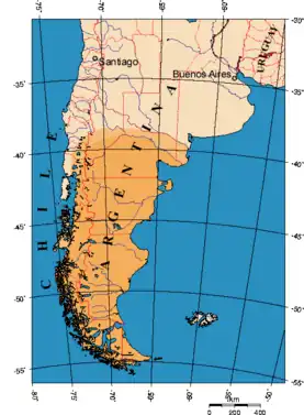 Región geográfica de la Patagonia, límite actual.
