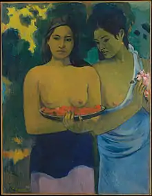 Pechos con flores rojas, o Dos tahitianas con flores de mango (1899)