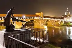 Monumento a la lavandera del Ticino en Pavía, Italia.