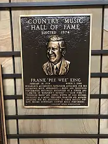 Pee Wee King's Country Music Hall of Fame Plaque located in the Hall of Fame Rotunda in Nashville, TN.