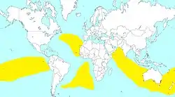 Distribución de Pelagodroma marina.