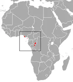 Distribución del colobo de Pennant