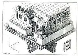 Estudio del tejado del palacio de las 100 columnas, por Charles Chipiez (1884)