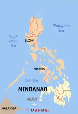 Mapa de las Filipinas resaltando a Tawi-Tawi.