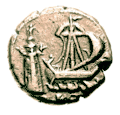 Moneda de Alejandría con su famoso faro