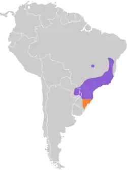 Distribución geográfica del cotinga tijereta.